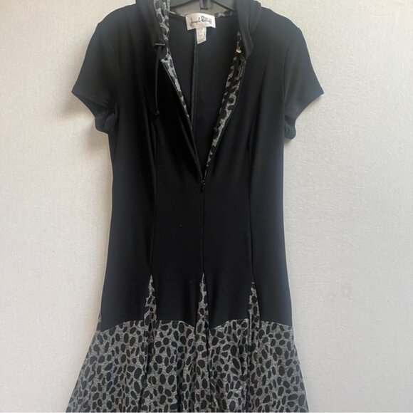 Joseph Ribkoff Leopard Print Hooded Stretch Drop Waist Midi Dress Size 6 - Picture 2 of 11